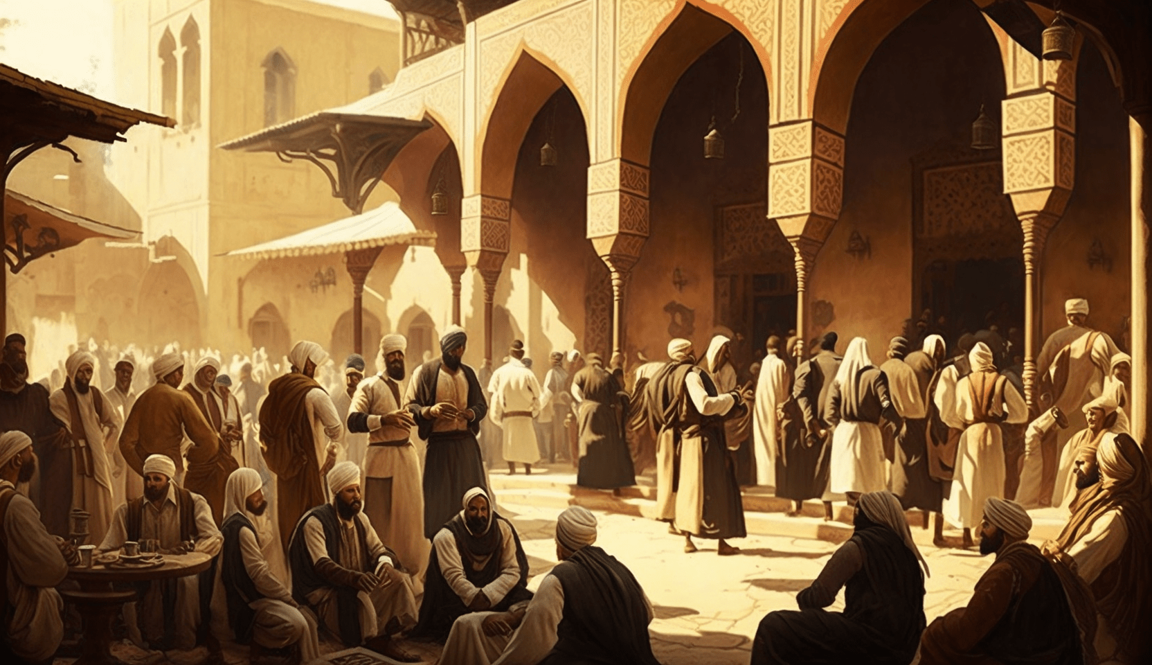 Muslims in the courtyard if the masjid